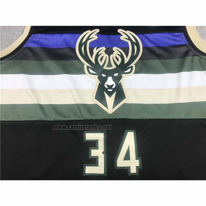 Camiseta Milwaukee Bucks Giannis Antetokounmpo #34 Statement 2021 Finals Negro